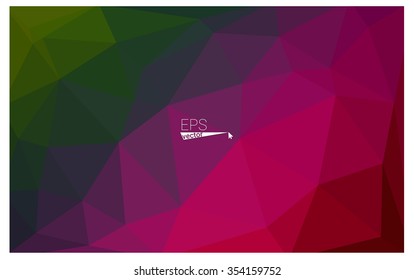 Multicolor dark pink, green geometric rumpled triangular low poly origami style gradient illustration graphic background. Vector polygonal design for your business.