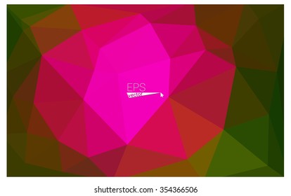 Multicolor dark pink, green geometric rumpled triangular low poly origami style gradient illustration graphic background. Vector polygonal design for your business.