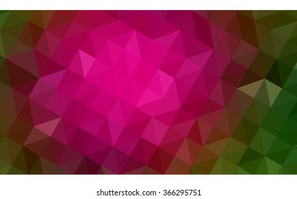 Multicolor dark pink, green polygonal illustration, which consist of triangles. Geometric background in Origami style with gradient. Triangular design for your business.