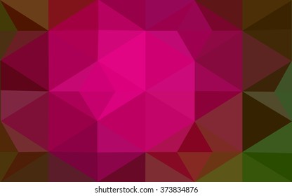 Multicolor dark pink, green polygonal illustration, which consist of triangles. Geometric background in Origami style with gradient. Triangular design for your business.