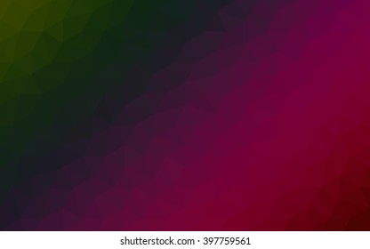 Multicolor dark pink, green polygonal illustration, which consist of triangles. Geometric background in Origami style with gradient. Triangular design for your business.
