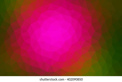 Multicolor dark pink, green polygonal illustration, which consist of triangles. Geometric background in Origami style with gradient. Triangular design for your business.