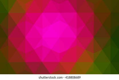 Multicolor dark pink, green polygonal illustration, which consist of triangles. Geometric background in Origami style with gradient. Triangular design for your business.