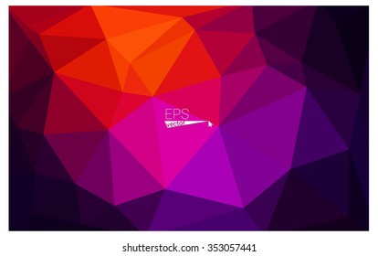 Multicolor dark pink, red, orange geometric rumpled triangular low poly origami style gradient illustration graphic background. Vector polygonal design for your business.