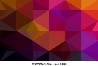 Multicolor dark pink, red, orange polygonal illustration, which consist of triangles. Geometric background in Origami style with gradient. Triangular design for your business.