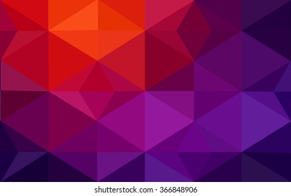 Multicolor dark pink, red, orange polygonal illustration, which consist of triangles. Geometric background in Origami style with gradient. Triangular design for your business.