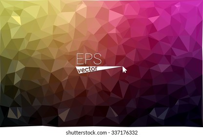 Multicolor dark pink, yellow geometric rumpled triangular low poly origami style gradient illustration graphic background. Vector polygonal design for your business.