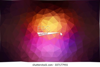 Multicolor dark pink, yellow geometric rumpled triangular low poly origami style gradient illustration graphic background. Vector polygonal design for your business.