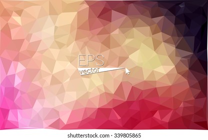Multicolor dark pink, yellow geometric rumpled triangular low poly origami style gradient illustration graphic background. Vector polygonal design for your business.