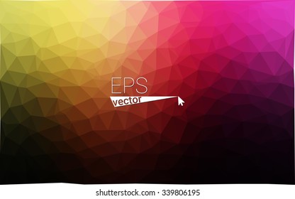 Multicolor dark pink, yellow geometric rumpled triangular low poly origami style gradient illustration graphic background. Vector polygonal design for your business.
