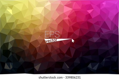 Multicolor dark pink, yellow geometric rumpled triangular low poly origami style gradient illustration graphic background. Vector polygonal design for your business.
