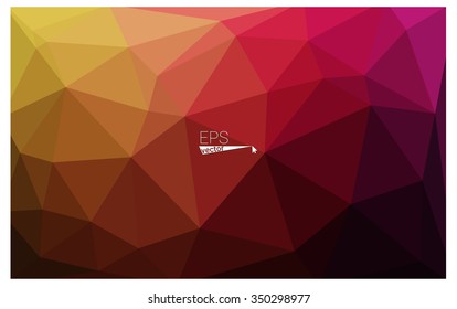 Multicolor dark pink, yellow geometric rumpled triangular low poly origami style gradient illustration graphic background. Vector polygonal design for your business.