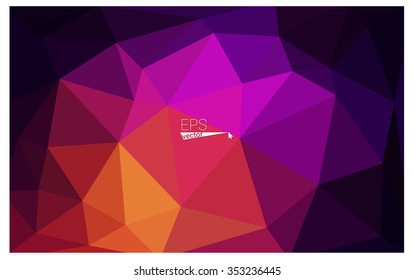 Multicolor dark pink, yellow geometric rumpled triangular low poly origami style gradient illustration graphic background. Vector polygonal design for your business.