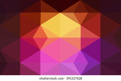 Multicolor dark pink, yellow polygonal illustration, which consist of triangles. Geometric background in Origami style with gradient. Triangular design for your business.