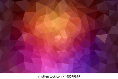 Multicolor dark pink, yellow polygonal illustration, which consist of triangles. Geometric background in Origami style with gradient. Triangular design for your business.