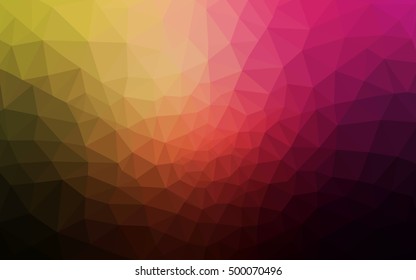 Multicolor dark pink, yellow polygonal illustration, which consist of triangles. Geometric background in Origami style with gradient. Triangular design for your business.