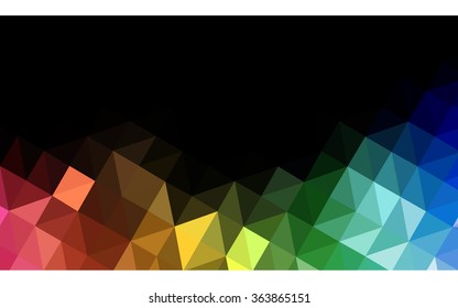 Multicolor dark polygonal illustration, which consist of triangles. Geometric background in Origami style with gradient. Triangular design for your business in vector. Rainbow, spectrum image.