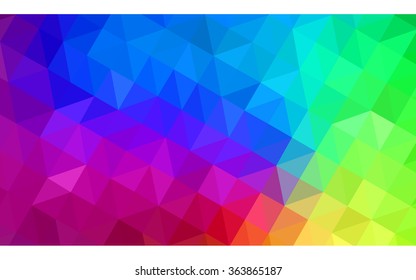 Multicolor dark polygonal illustration, which consist of triangles. Geometric background in Origami style with gradient. Triangular design for your business in vector. Rainbow, spectrum image.