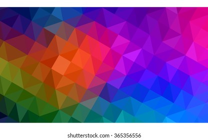 Multicolor dark polygonal illustration, which consist of triangles. Geometric background in Origami style with gradient. Triangular design for your business in vector. Rainbow, spectrum image.