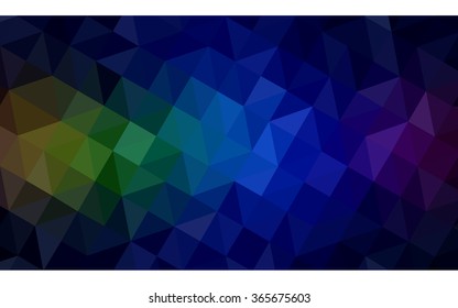 Multicolor dark polygonal illustration, which consist of triangles. Geometric background in Origami style with gradient. Triangular design for your business. Rainbow, spectrum image.