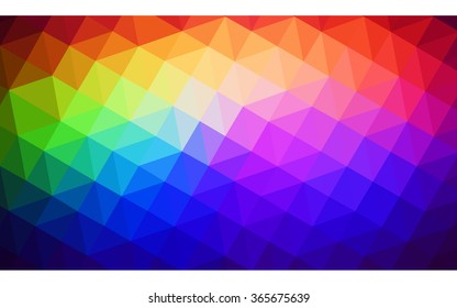 Multicolor dark polygonal illustration, which consist of triangles. Geometric background in Origami style with gradient. Triangular design for your business. Rainbow, spectrum image.