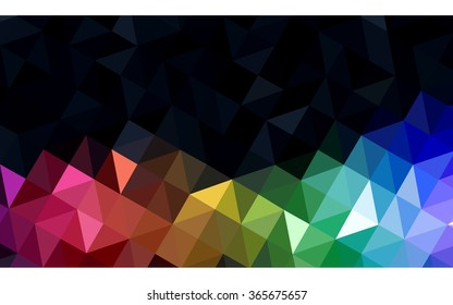 Multicolor dark polygonal illustration, which consist of triangles. Geometric background in Origami style with gradient. Triangular design for your business. Rainbow, spectrum image.