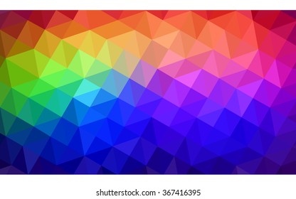 Multicolor dark polygonal illustration, which consist of triangles. Geometric background in Origami style with gradient. Triangular design for your business. Rainbow, spectrum image.