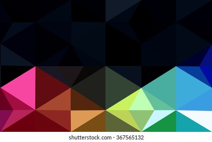 Multicolor dark polygonal illustration, which consist of triangles. Geometric background in Origami style with gradient. Triangular design for your business. Rainbow, spectrum image.