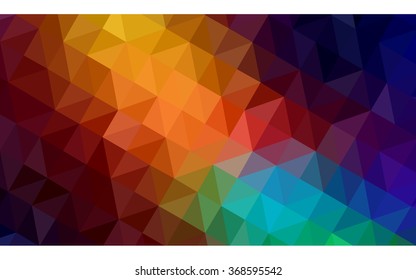 Multicolor dark polygonal illustration, which consist of triangles. Geometric background in Origami style with gradient. Triangular design for your business. Rainbow, spectrum image.