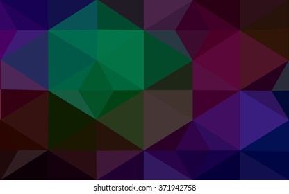 Multicolor dark polygonal illustration, which consist of triangles. Geometric background in Origami style with gradient. Triangular design for your business. Rainbow, spectrum image.