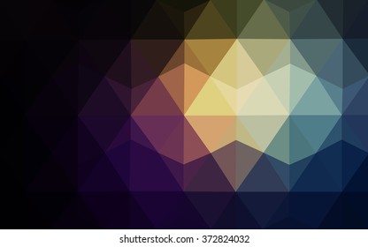 Multicolor dark polygonal illustration, which consist of triangles. Geometric background in Origami style with gradient. Triangular design for your business. Rainbow, spectrum image.