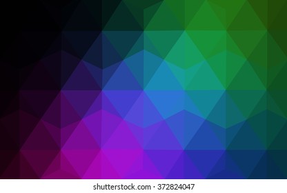 Multicolor dark polygonal illustration, which consist of triangles. Geometric background in Origami style with gradient. Triangular design for your business. Rainbow, spectrum image.