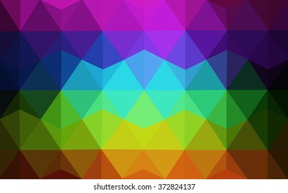 Multicolor dark polygonal illustration, which consist of triangles. Geometric background in Origami style with gradient. Triangular design for your business. Rainbow, spectrum image.