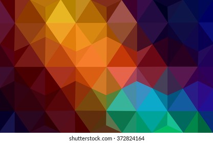Multicolor dark polygonal illustration, which consist of triangles. Geometric background in Origami style with gradient. Triangular design for your business. Rainbow, spectrum image.