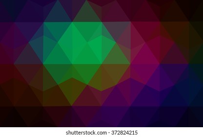 Multicolor dark polygonal illustration, which consist of triangles. Geometric background in Origami style with gradient. Triangular design for your business. Rainbow, spectrum image.