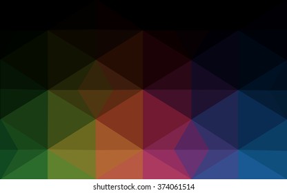 Multicolor dark polygonal illustration, which consist of triangles. Geometric background in Origami style with gradient. Triangular design for your business. Rainbow, spectrum image.