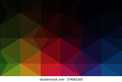 Multicolor dark polygonal illustration, which consist of triangles. Geometric background in Origami style with gradient. Triangular design for your business. Rainbow, spectrum image.