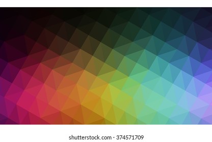 Multicolor dark polygonal illustration, which consist of triangles. Geometric background in Origami style with gradient. Triangular design for your business. Rainbow, spectrum image.