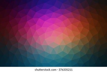 Multicolor dark polygonal illustration, which consist of triangles. Geometric background in Origami style with gradient. Triangular design for your business. Rainbow, spectrum image.