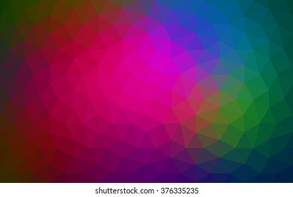 Multicolor dark polygonal illustration, which consist of triangles. Geometric background in Origami style with gradient. Triangular design for your business. Rainbow, spectrum image.