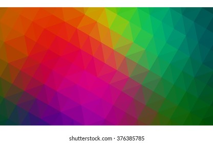 Multicolor dark polygonal illustration, which consist of triangles. Geometric background in Origami style with gradient. Triangular design for your business. Rainbow, spectrum image.