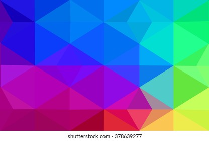 Multicolor dark polygonal illustration, which consist of triangles. Geometric background in Origami style with gradient. Triangular design for your business. Rainbow, spectrum image.