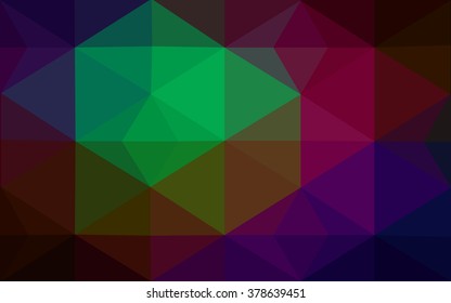Multicolor dark polygonal illustration, which consist of triangles. Geometric background in Origami style with gradient. Triangular design for your business. Rainbow, spectrum image.