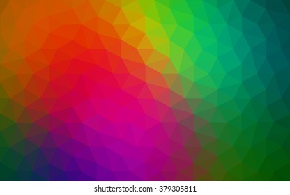 Multicolor dark polygonal illustration, which consist of triangles. Geometric background in Origami style with gradient. Triangular design for your business. Rainbow, spectrum image.