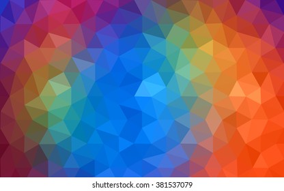 Multicolor dark polygonal illustration, which consist of triangles. Geometric background in Origami style with gradient. Triangular design for your business. Rainbow, spectrum image.