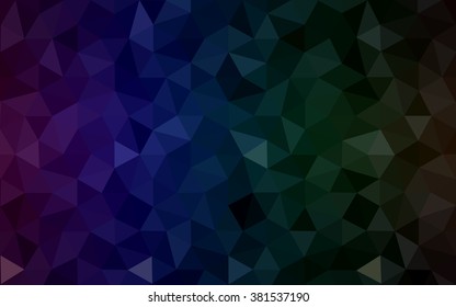 Multicolor dark polygonal illustration, which consist of triangles. Geometric background in Origami style with gradient. Triangular design for your business. Rainbow, spectrum image.