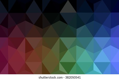 Multicolor dark polygonal illustration, which consist of triangles. Geometric background in Origami style with gradient. Triangular design for your business. Rainbow, spectrum image.