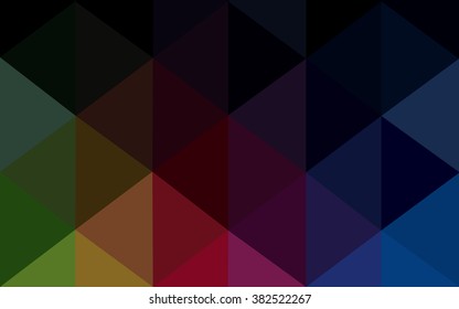 Multicolor dark polygonal illustration, which consist of triangles. Geometric background in Origami style with gradient. Triangular design for your business. Rainbow, spectrum image.