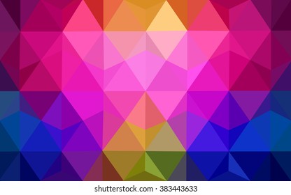 Mehrfarbige, dunkle polygonale Darstellung, die aus Dreiecken besteht. Geometrischer Hintergrund im Origami-Stil mit Farbverlauf. Dreieckiges Design für Ihr Unternehmen. Regenbogen, Spektrumbild.