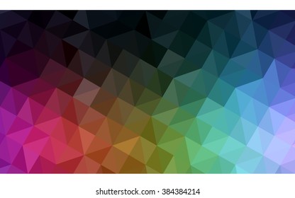 Multicolor dark polygonal illustration, which consist of triangles. Geometric background in Origami style with gradient. Triangular design for your business. Rainbow, spectrum image.